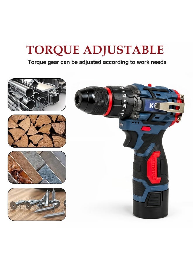 Keen OS-213 Cordless Drill Machine 16.8V Lithium-Ion, 3-in-1 Impact Drill & Screwdriver Set with 2 Batteries, Adjustable Torque, Dual Speed, Metal Chuck, Complete Tool Kit with Case - Image 4